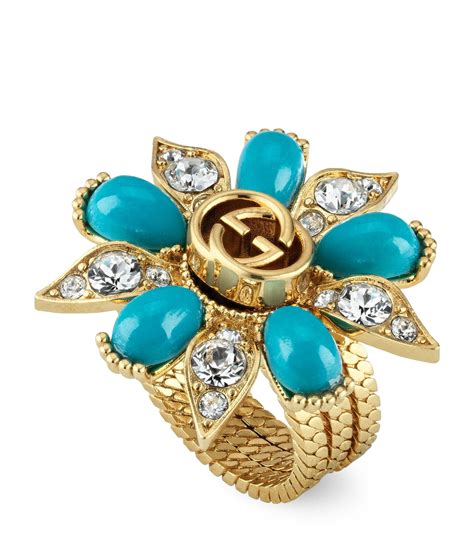 gucci flower rings|gucci flower tuquise ring.